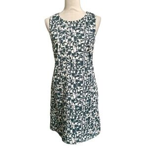 Peserico Shift Dress IT 42 US 6 Gray-Green White Abstract Print Cotton Blend
